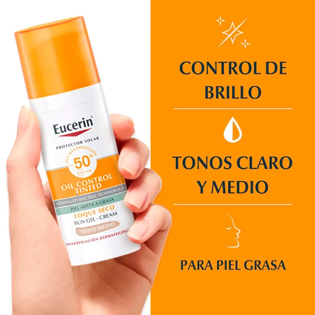 Eucerin - Protector Solar Facial Oil Control FPS 50+ Tono Medio 50 ml